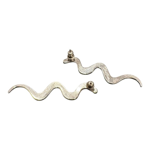Laurel Burch Vintage Silver-Plated Snake Earrings Etched Design J18 - Picture 5 of 7